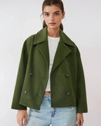 Vanessa Women’s Wool Blend Jacket – Elegant Cropped Winter Coat with Wide Lapels