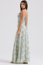 Kandace Women’s Lace Evening Dress – Sparkly Maxi Dress with Adjustable Straps