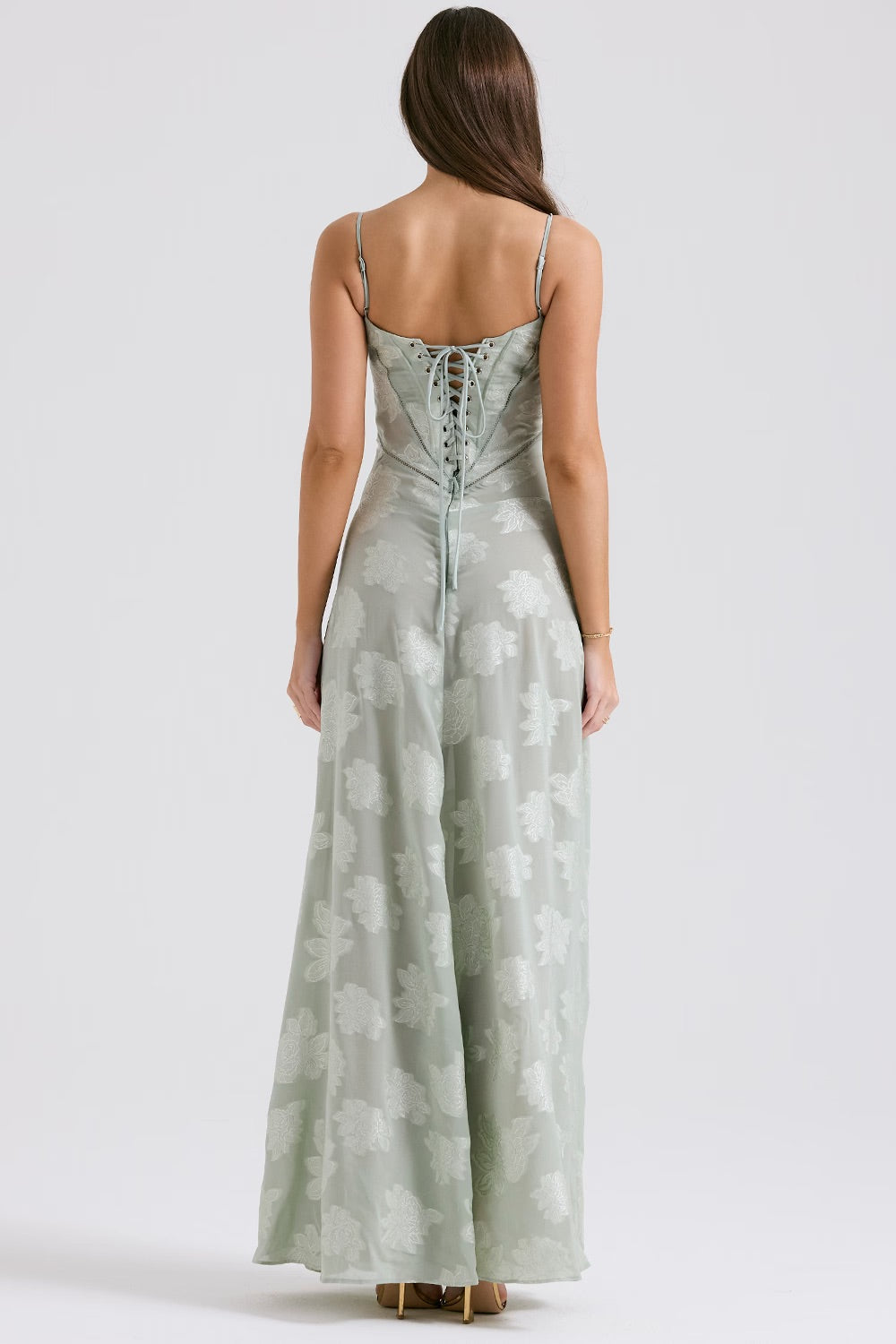 Kandace Women’s Lace Evening Dress – Sparkly Maxi Dress with Adjustable Straps