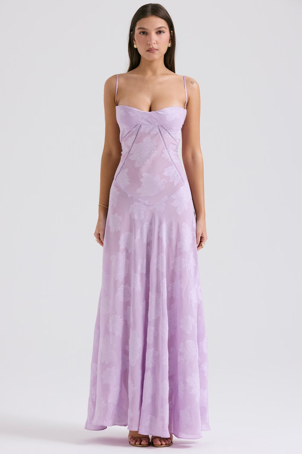 Kandace Women’s Lace Evening Dress – Sparkly Maxi Dress with Adjustable Straps