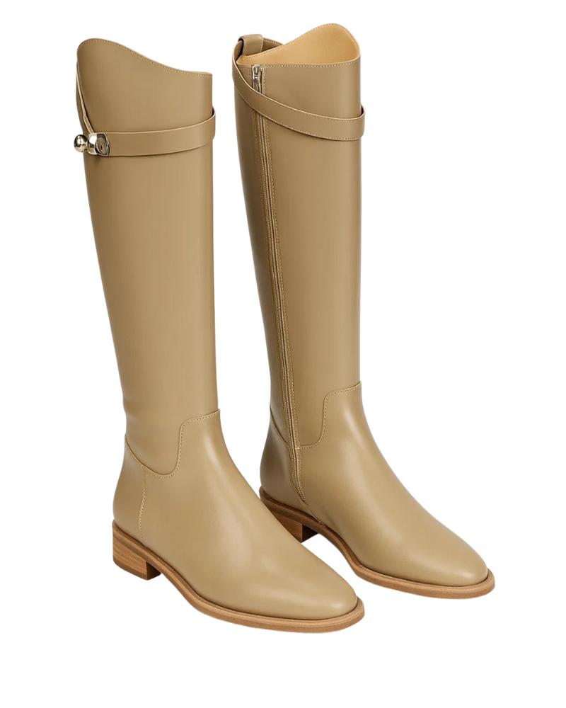 Kyrie Women’s Knee-High Boots – Elegant Low Heel Zip Boots for Autumn & Winter