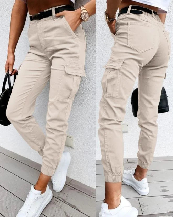 Jordyn Women’s Cargo Trousers – High Waist Utility Pants with Relaxed Tapered Fit