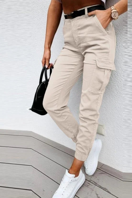 Jordyn Women’s Cargo Trousers – High Waist Utility Pants with Relaxed Tapered Fit