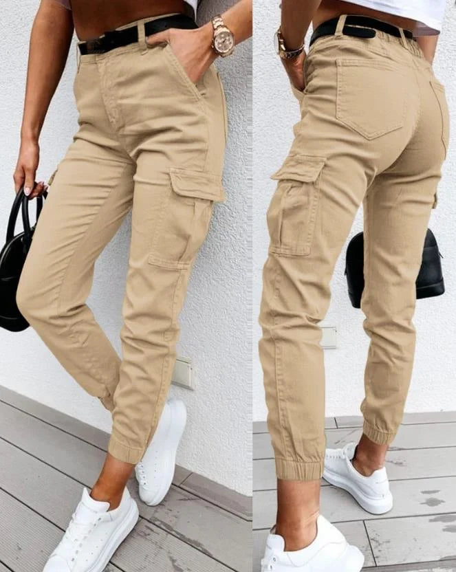 Jordyn Women’s Cargo Trousers – High Waist Utility Pants with Relaxed Tapered Fit