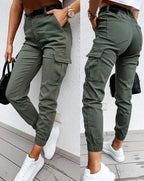Jordyn Women’s Cargo Trousers – High Waist Utility Pants with Relaxed Tapered Fit