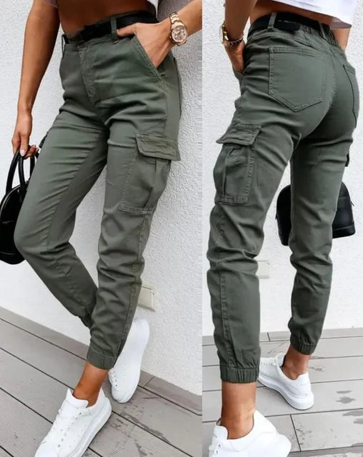 Jordyn Women’s Cargo Trousers – High Waist Utility Pants with Relaxed Tapered Fit