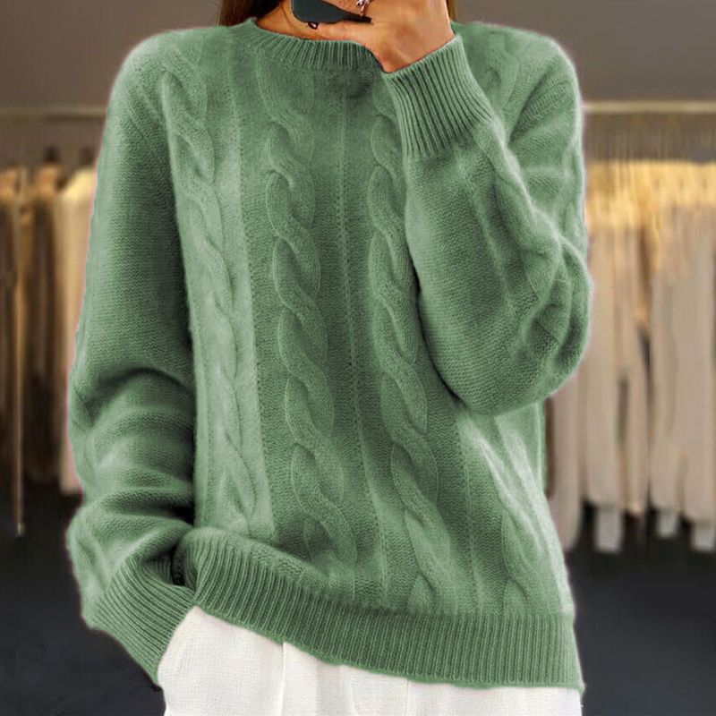 Bridget Women’s Cable Knit Jumper – Wool & Cashmere Blend Soft Winter Sweater