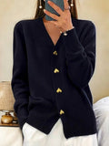 Paulina Women’s Knit Cardigan – Soft Warm Cardigan with Heart Button Details