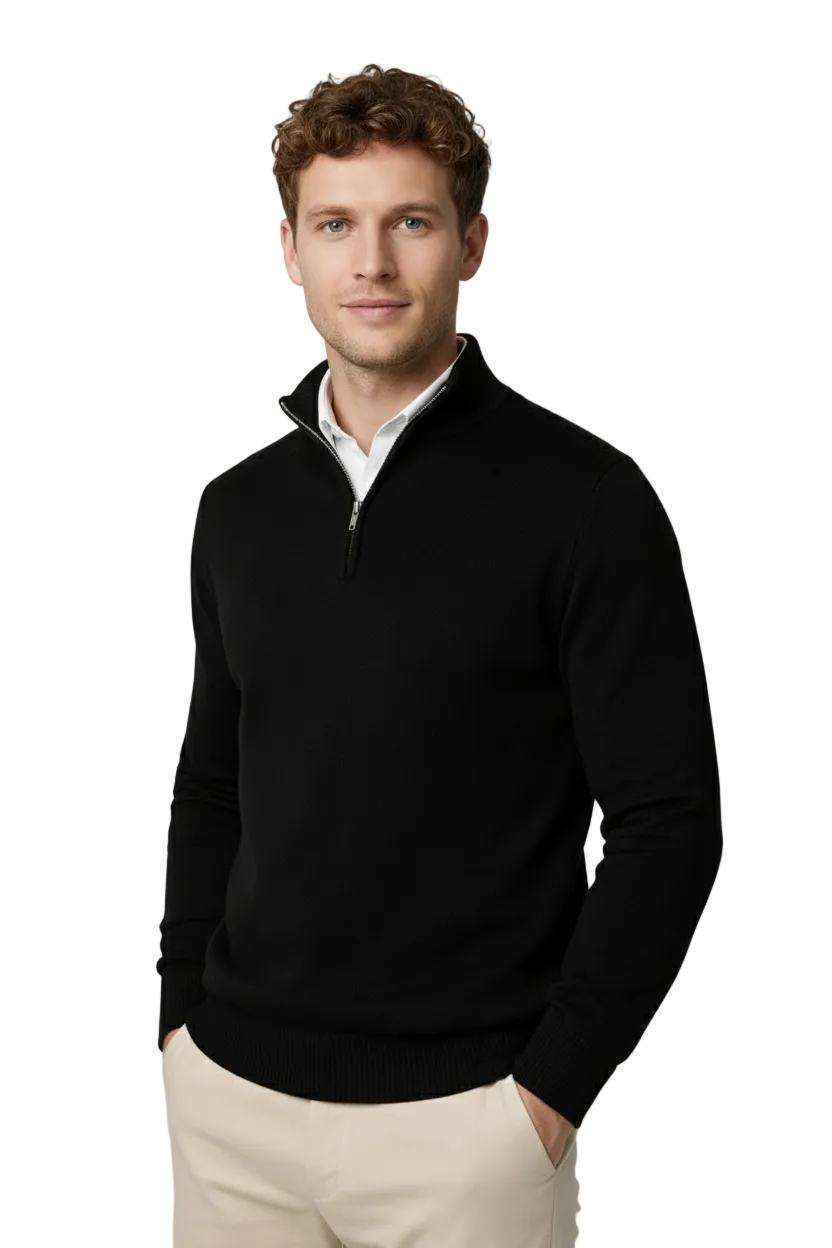 Killian Men’s Half-Zip Sweater – Soft Knit Jumper with Modern High Collar Design