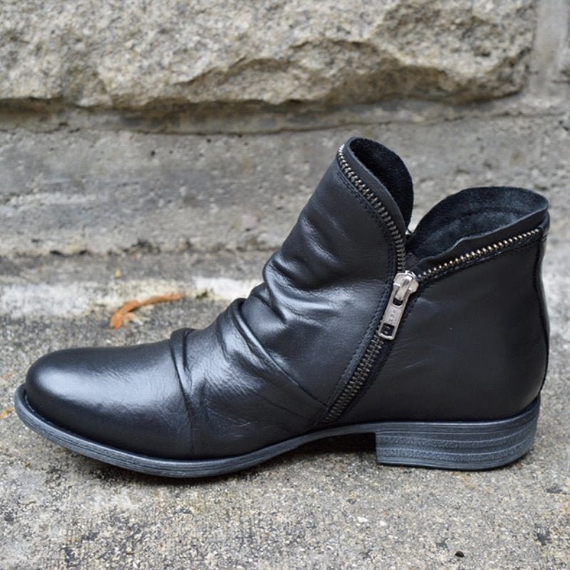 Valentina Women’s Leather Boots – Elegant Zip-Up Boots with Timeless Comfort