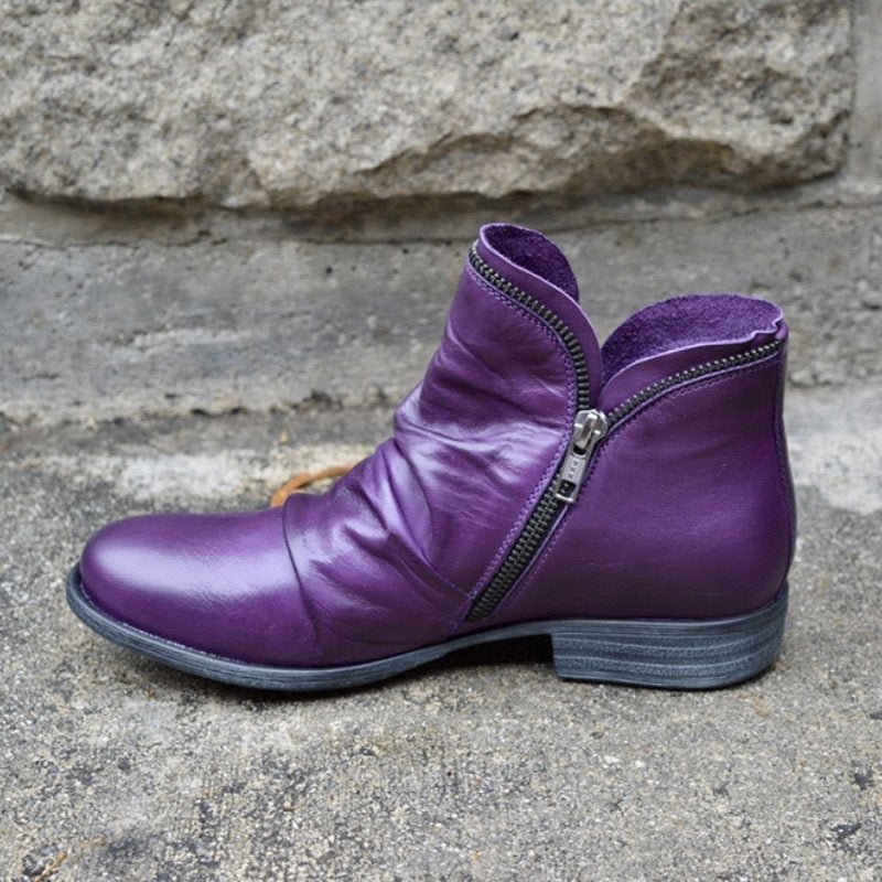 Valentina Women’s Leather Boots – Elegant Zip-Up Boots with Timeless Comfort