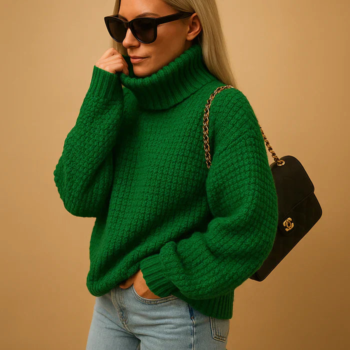 Hyacinth Women’s Turtleneck Sweater – Warm Knit Jumper with Soft Chunky Fit