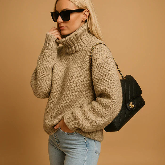 Hyacinth Women’s Turtleneck Sweater – Warm Knit Jumper with Soft Chunky Fit