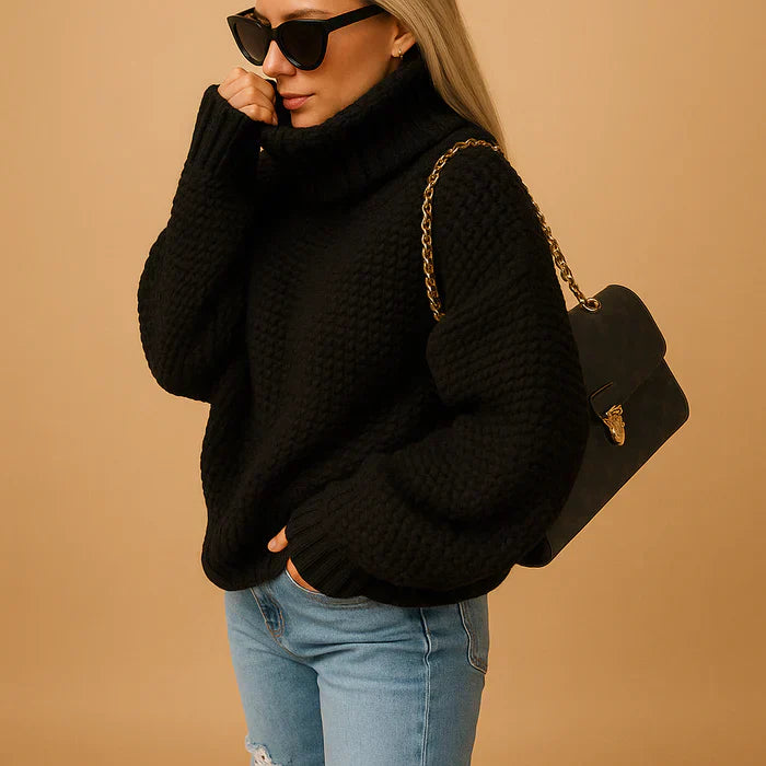 Hyacinth Women’s Turtleneck Sweater – Warm Knit Jumper with Soft Chunky Fit