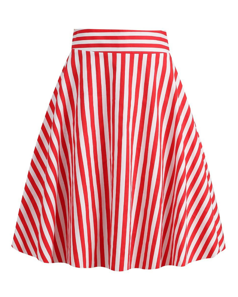 Vivienne Women’s Swing Skirt – 1950s Vintage Striped A-Line Party Skirt