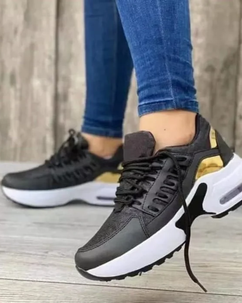 Eulalia Women's Platform Trainers – Air Cushion Lace-Up Casual Comfort Sneakers