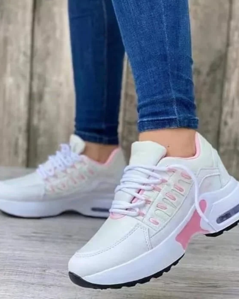Eulalia Women's Platform Trainers – Air Cushion Lace-Up Casual Comfort Sneakers