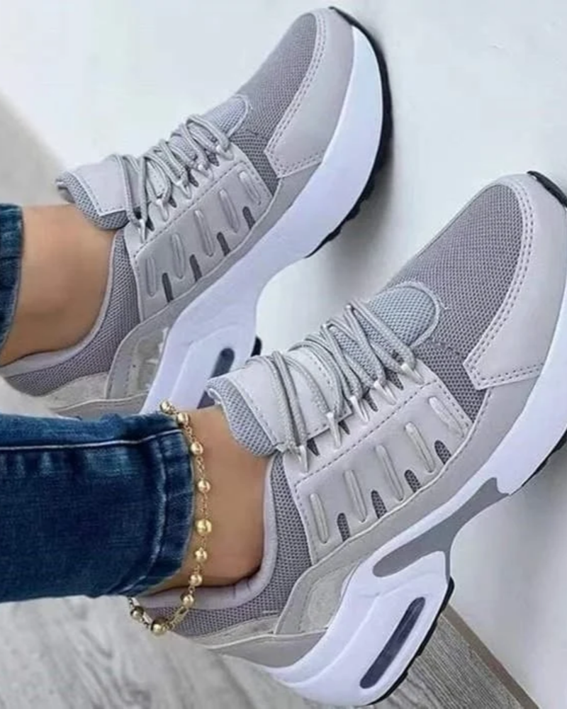 Eulalia Women's Platform Trainers – Air Cushion Lace-Up Casual Comfort Sneakers