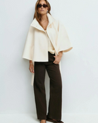 Amelia Women’s Cape Coat – Elegant Belted Jacket with High Collar for Winter Style