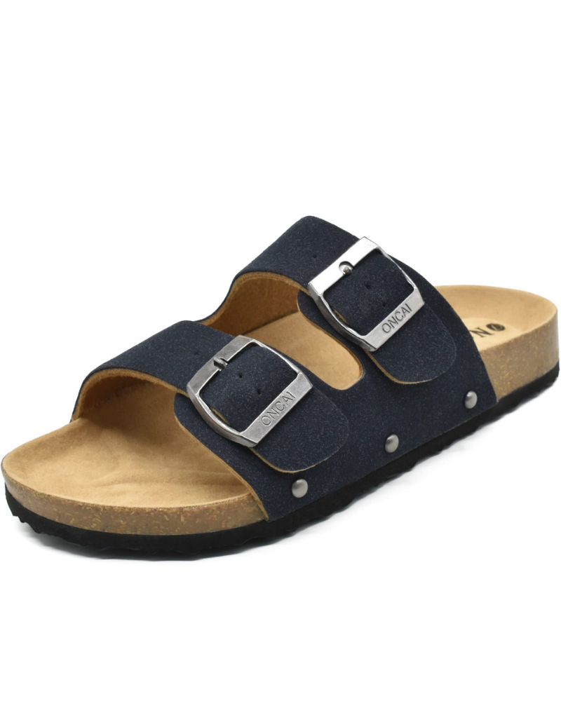 Eliza Women’s Slide Sandals – Adjustable Buckle Cork Footbed with Arch Support