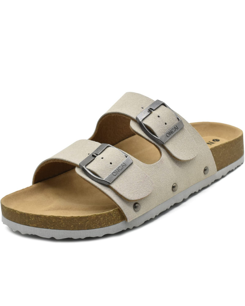 Eliza Women’s Slide Sandals – Adjustable Buckle Cork Footbed with Arch Support