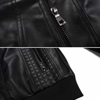 Jace Men’s Leather Jacket – Retro Biker Coat with Hood & Durable Zip Design